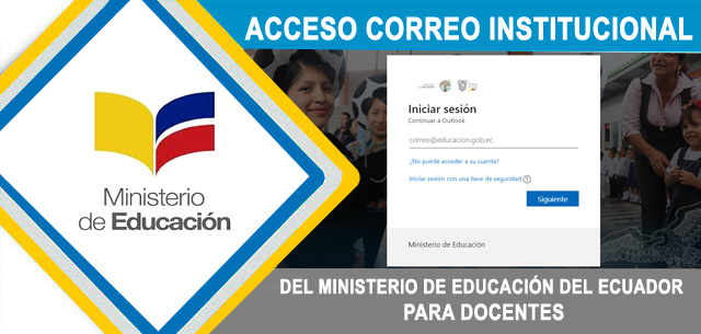 Portal de inicio de sesión del correo institucional del Ministerio de Educación de Ecuador